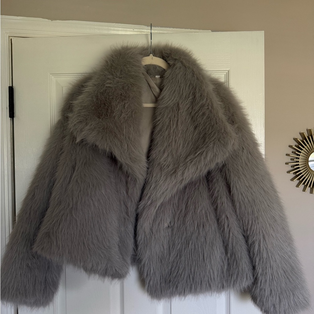 Elegant Gray Teddy Jacket
